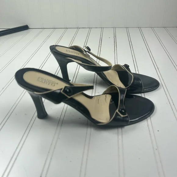Franco Sarto Vintage Black Patent Leather Strappy Heels Size 8M - Picture 2 of 9